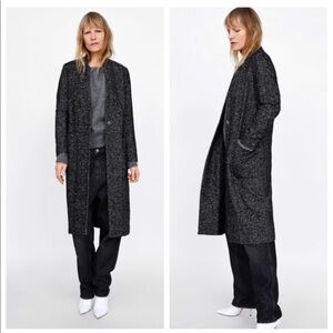 ZARA Inverted Lapel Herringbone Coat